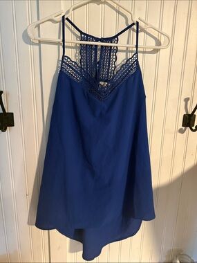 Women's Royal Blue Lace-Detail Tank Top
